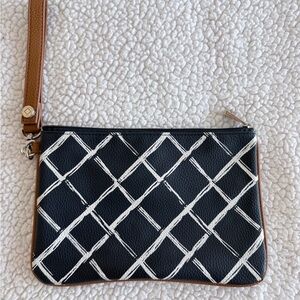 Navy and White Patterned Wristlet